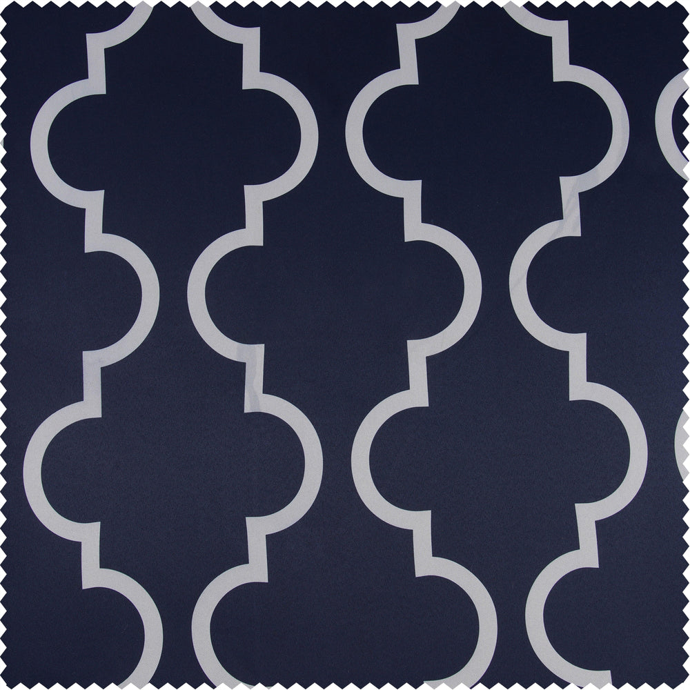 Seville Navy Printed Polyester Swatch - HalfPriceDrapes.com