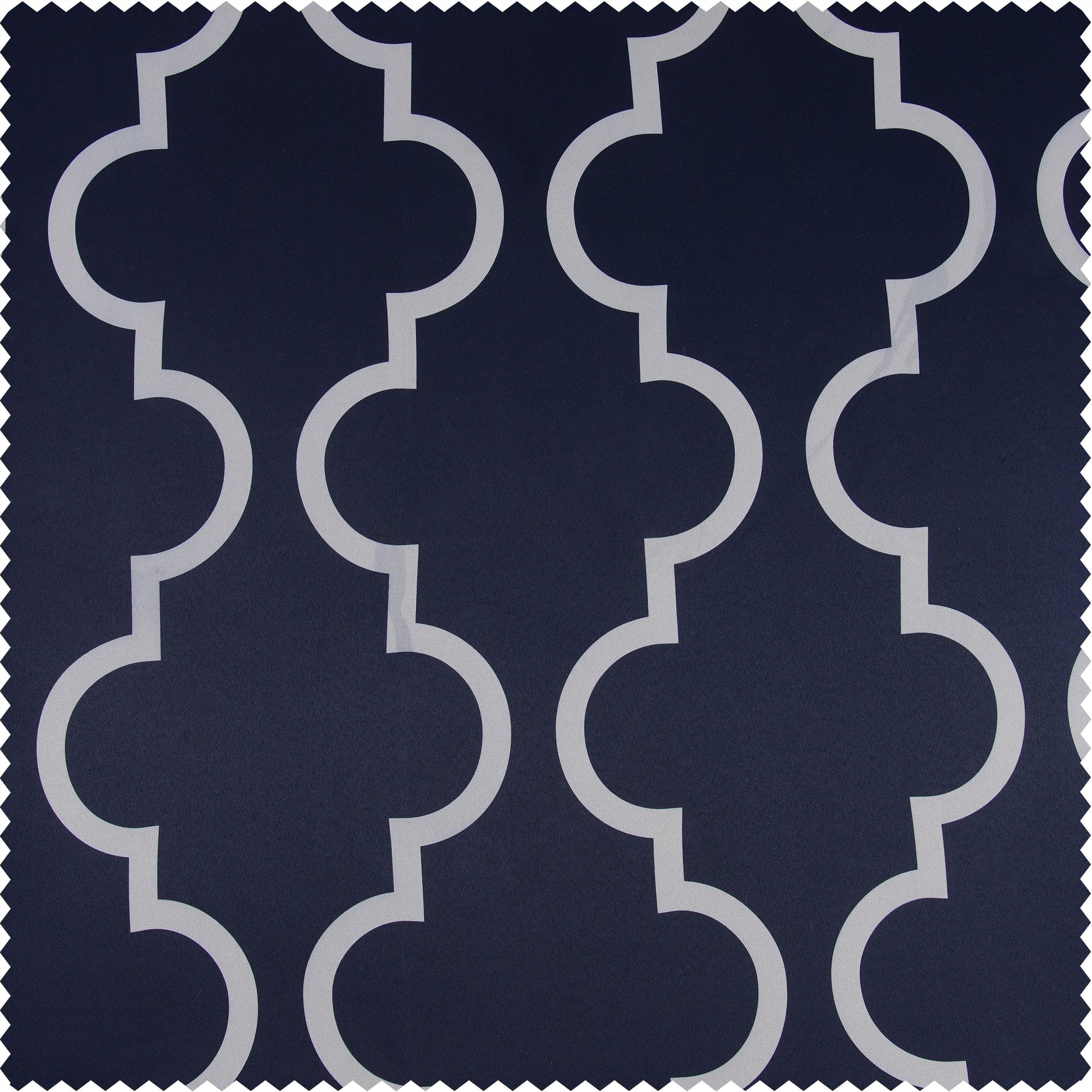 Seville Navy Printed Polyester Swatch - HalfPriceDrapes.com