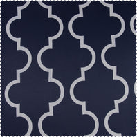 Seville Navy Printed Polyester Swatch - HalfPriceDrapes.com