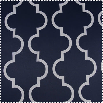 Seville Navy Printed Polyester Swatch - HalfPriceDrapes.com