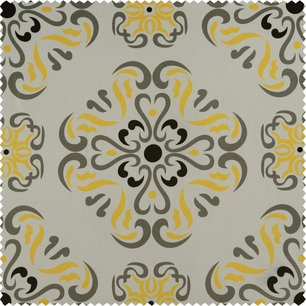 Soliel Yellow Grey Printed Polyester Swatch - HalfPriceDrapes.com