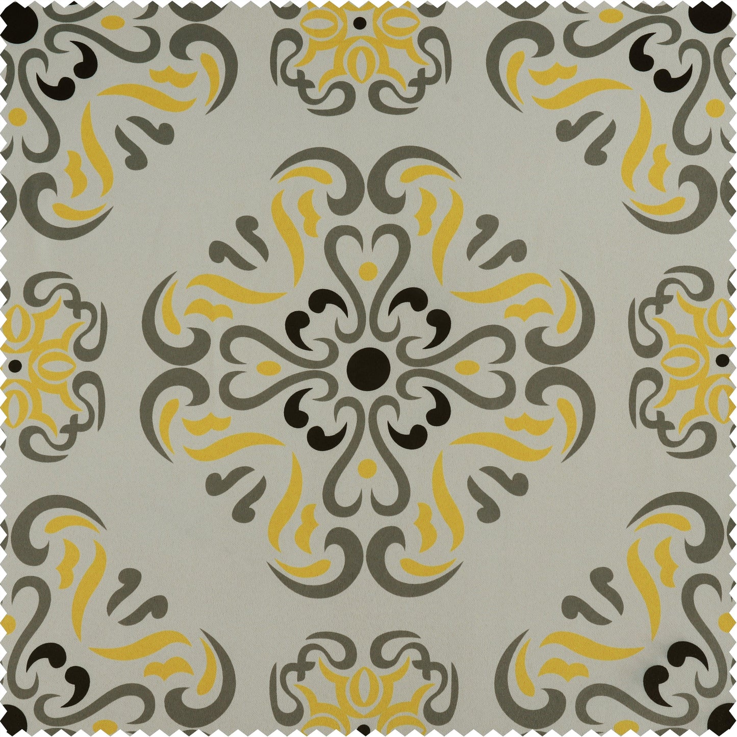 Soliel Yellow Grey Printed Polyester Swatch - HalfPriceDrapes.com