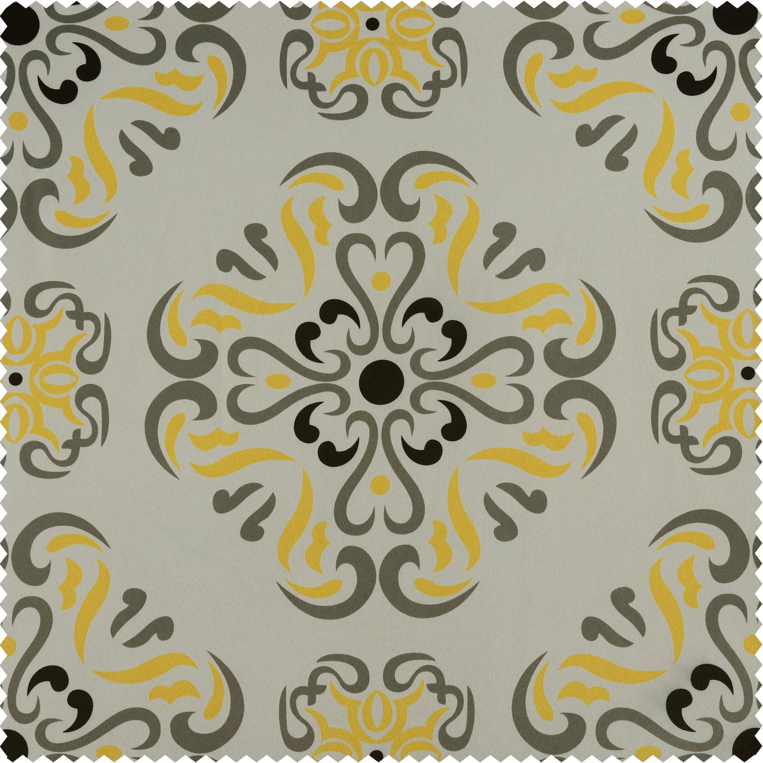 Soliel Yellow Grey Printed Polyester Swatch - HalfPriceDrapes.com