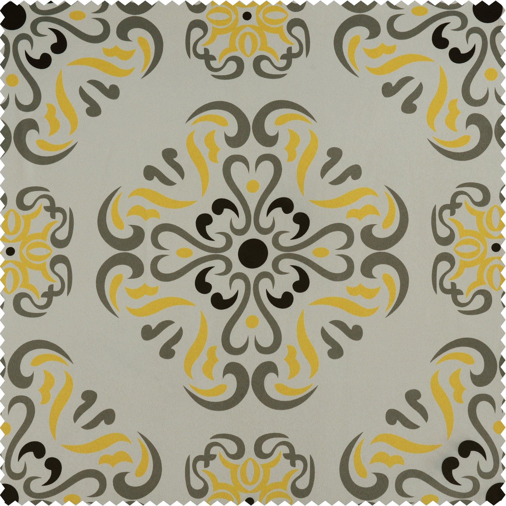 Soliel Yellow Grey Printed Polyester Swatch - HalfPriceDrapes.com