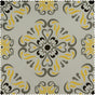Soliel Yellow Grey Damask Swatch