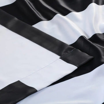 Awning Black & Fog White Striped Grommet Room Darkening Curtain
