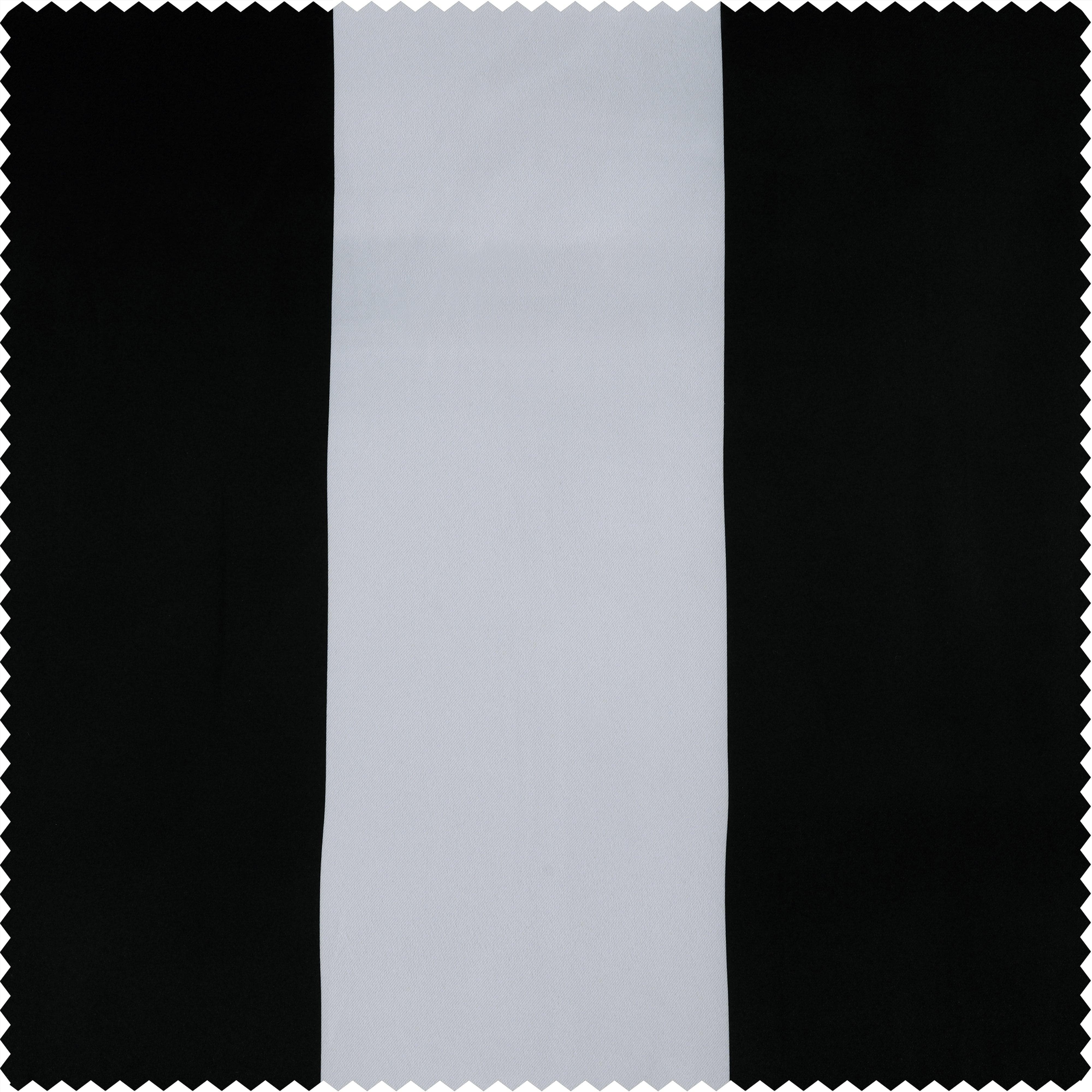Awning Black & Fog White Striped Striped Grommet Room Darkening Curtain