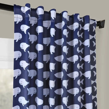 Migaloo Navy Room Darkening Curtain