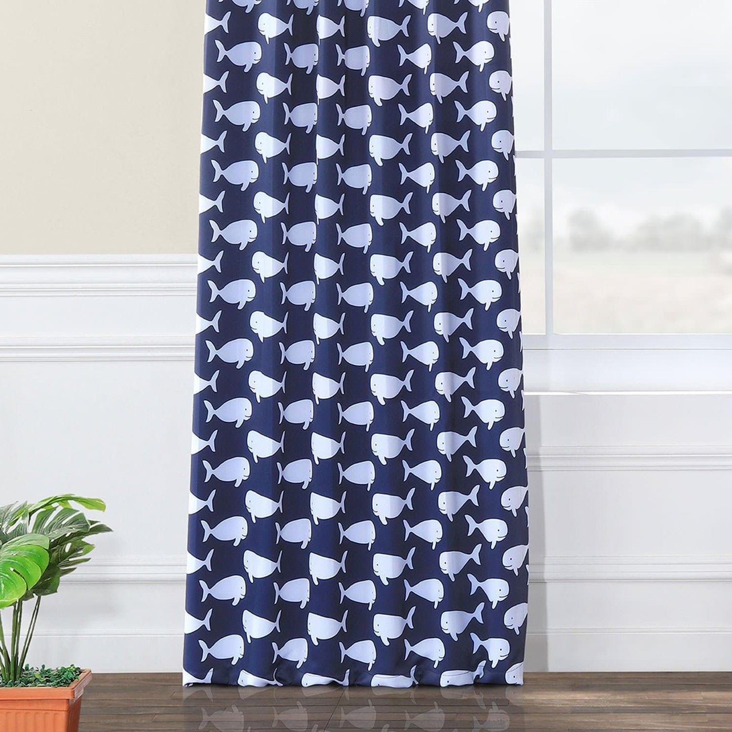 Migaloo Navy Room Darkening Curtain