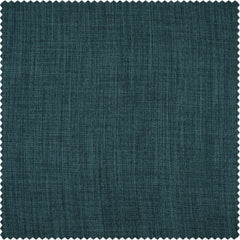 Slate Teal Extra Wide Textured Faux Linen Room Darkening Curtain