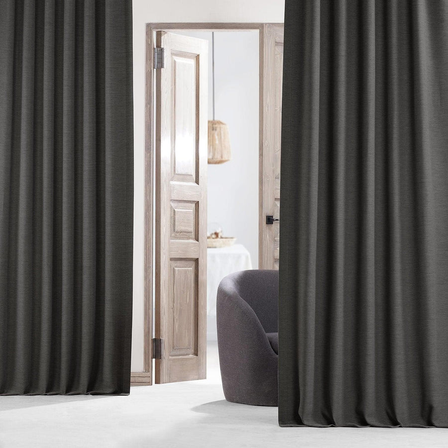 Armour Grey Textured Bellino Room Darkening Curtain