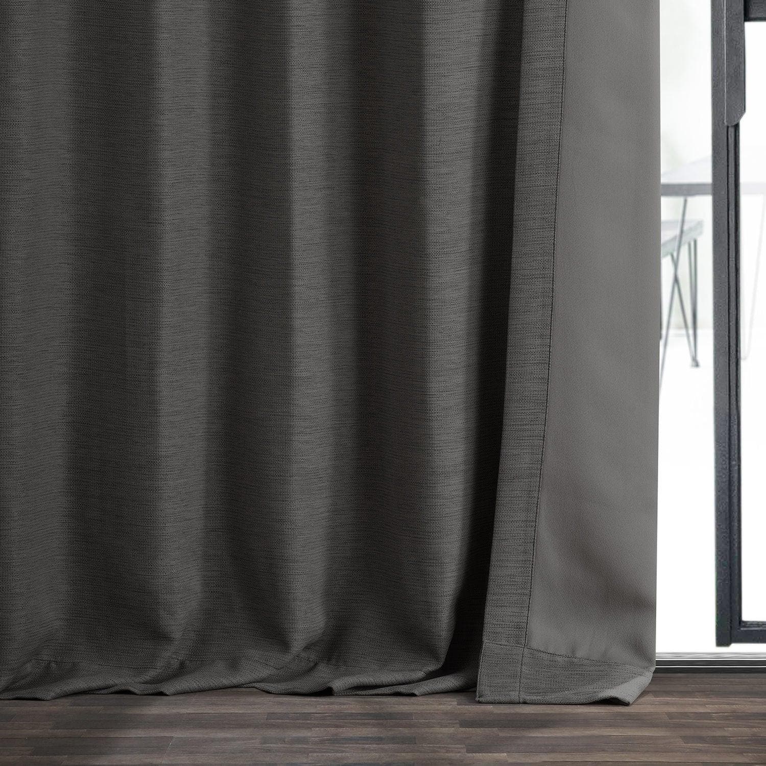 Armour Grey Textured Bellino Room Darkening Curtain