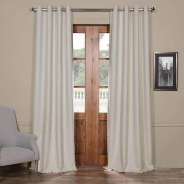 Oat Cream Grommet Bellino Textured Faux Linen Room Darkening Curtain