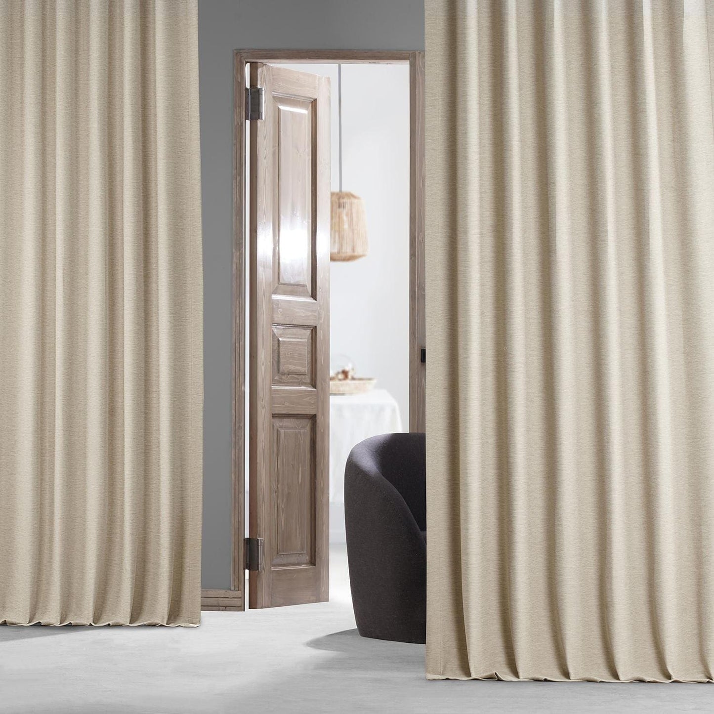 Oat Cream Textured Bellino Room Darkening Curtain
