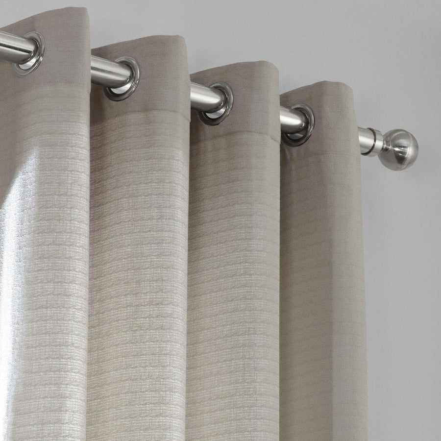 Fog Grey Grommet Textured Cotton Bark Weave Curtain