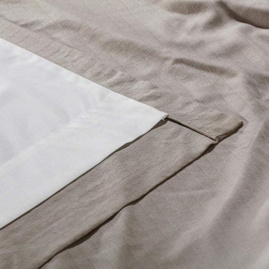 Fog Grey Grommet Textured Cotton Bark Weave Curtain