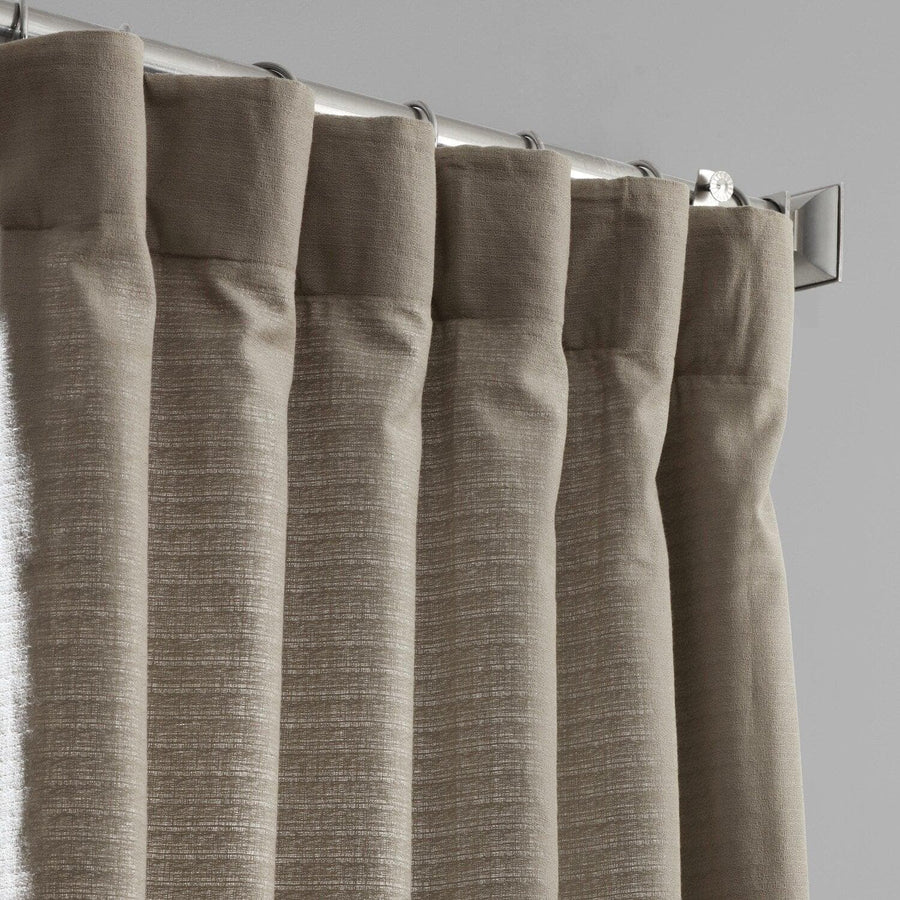 Taupe Grey Textured Cotton Bark Weave Curtain