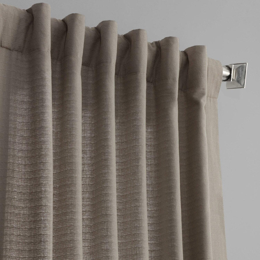 Taupe Grey Textured Cotton Bark Weave Curtain
