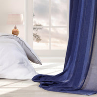 Blue Lapis Textured Faux Linen Sheer Custom Curtain - HalfPriceDrapes.com