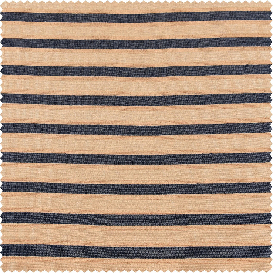 Blue & Beige Striped Hand Weaved Cotton Custom Curtain - HalfPriceDrapes.com