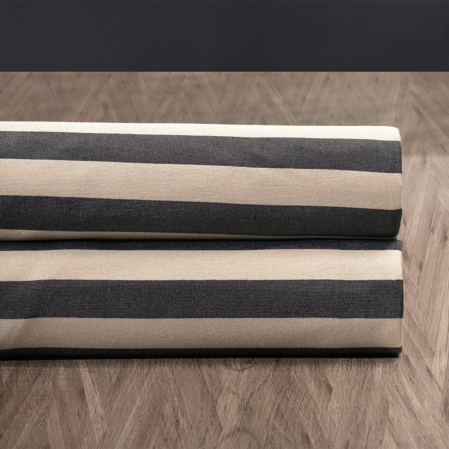 Suave Charcoal & Ivory Striped Hand Weaved Cotton Swatch