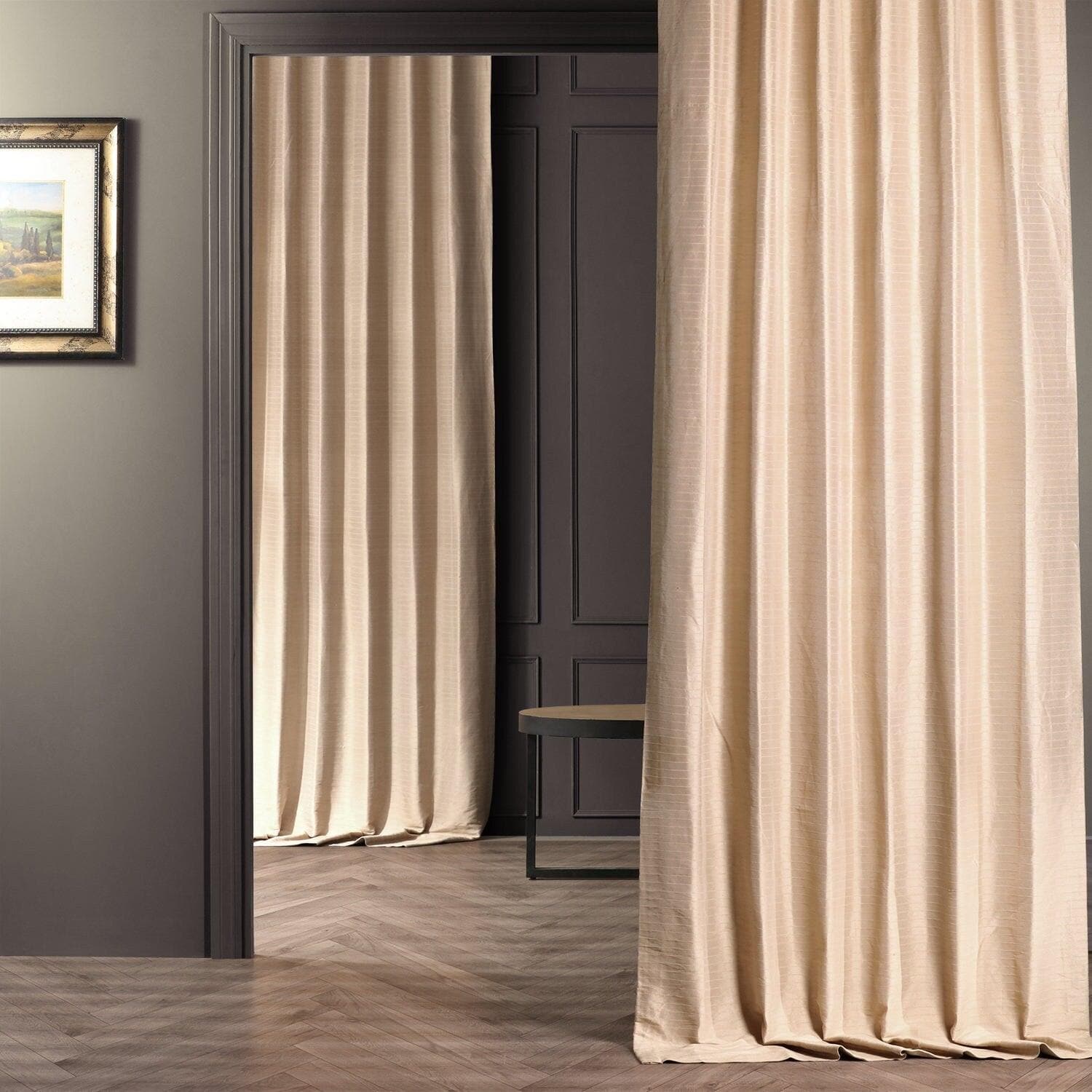 Sandcastle Tan Striped Hand Weaved Cotton Curtain