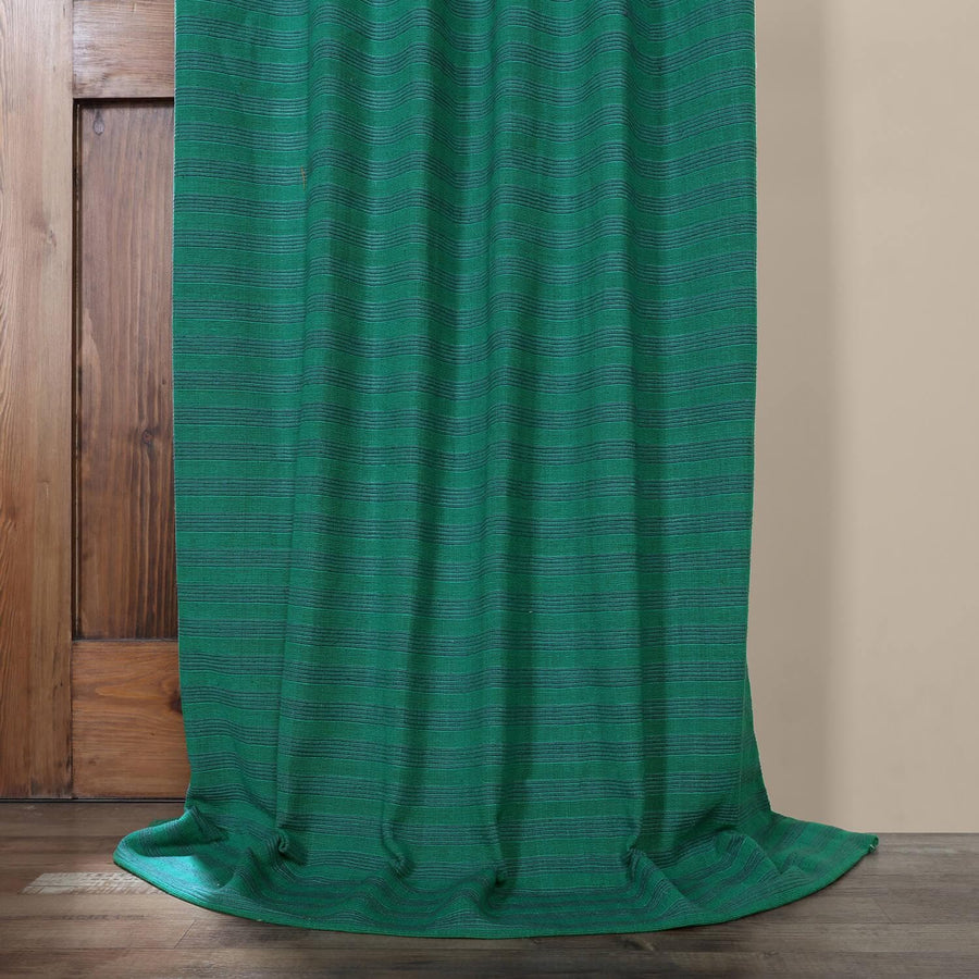 Teal Striped Hand Weaved Cotton Curtain