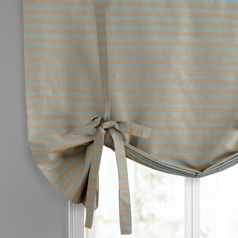 Blue Multi Striped Striped Hand Weaved Cotton Tie-Up Window Shade