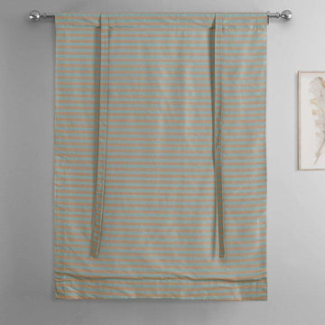 Blue Multi Striped Striped Hand Weaved Cotton Tie-Up Window Shade