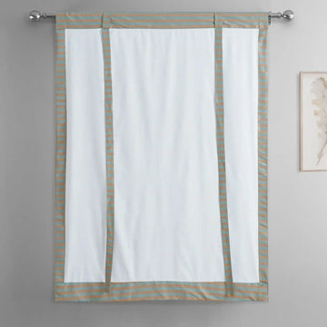 Blue Multi Striped Striped Hand Weaved Cotton Tie-Up Window Shade