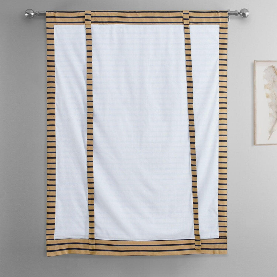 Gold & Black Striped Hand Weaved Cotton Tie-Up Window Shade