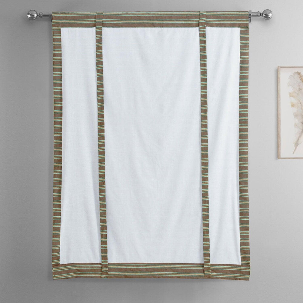 Mocha & Teal Striped Hand Weaved Cotton Tie-Up Window Shade