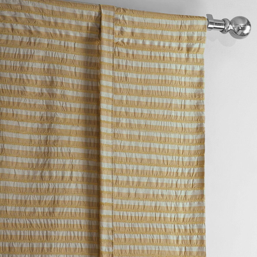 Beige & Gold Striped Hand Weaved Cotton Tie-Up Window Shade