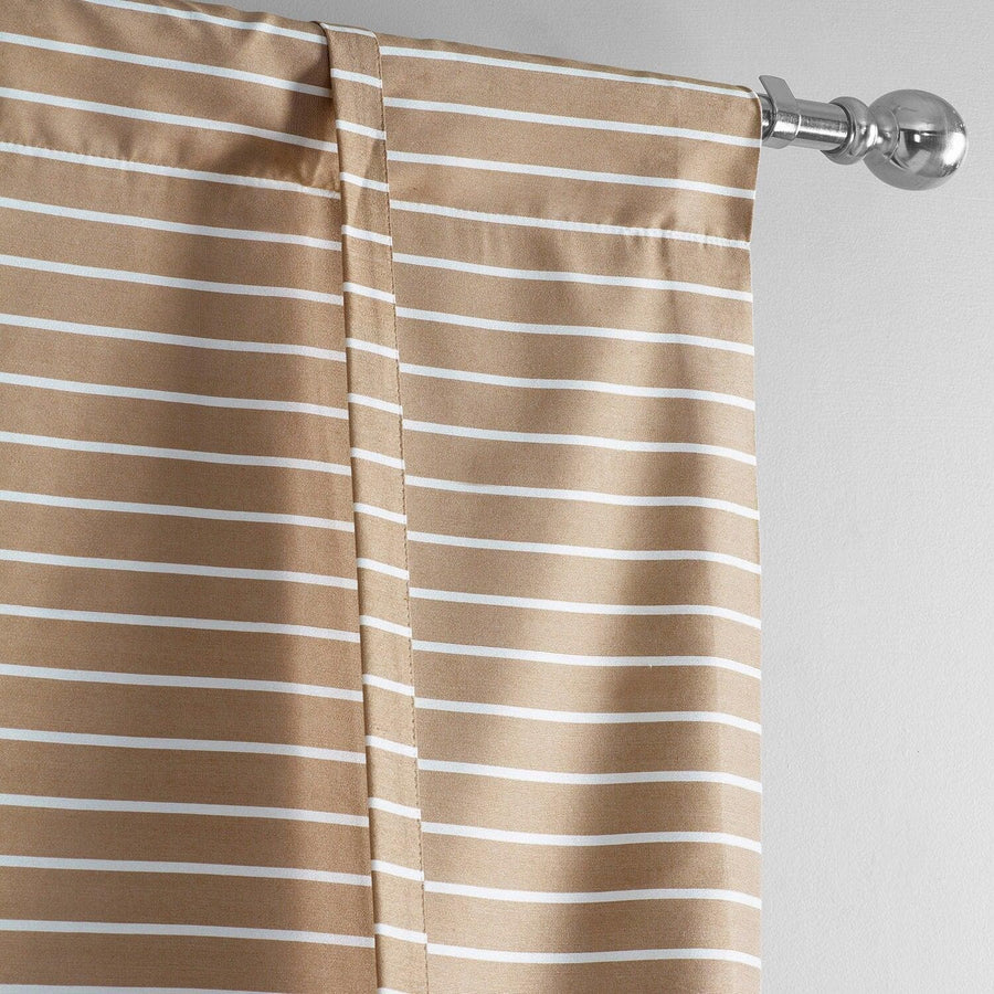 Brown & White Striped Hand Weaved Cotton Tie-Up Window Shade