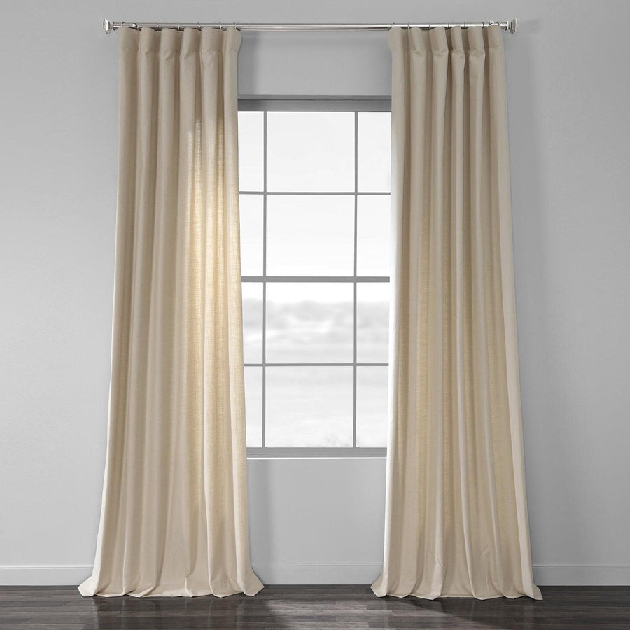 Light Beige Textured Cotton Linen Weave Curtain
