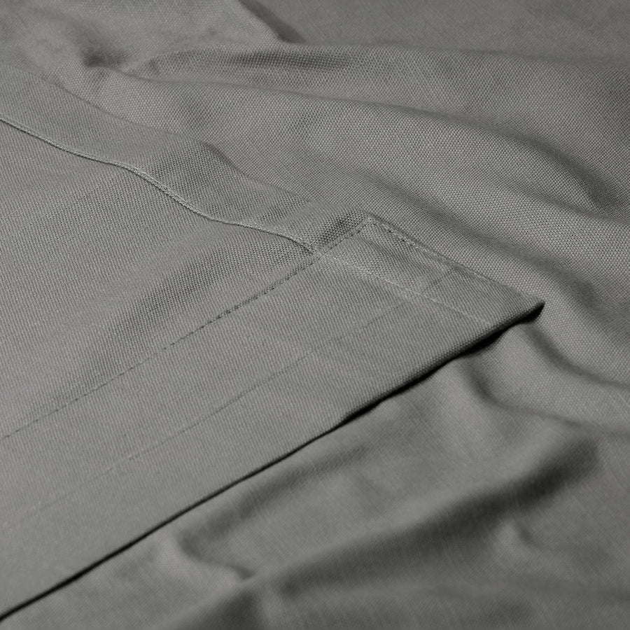 Graphite Grey Grommet Textured Cotton Linen Weave Curtain