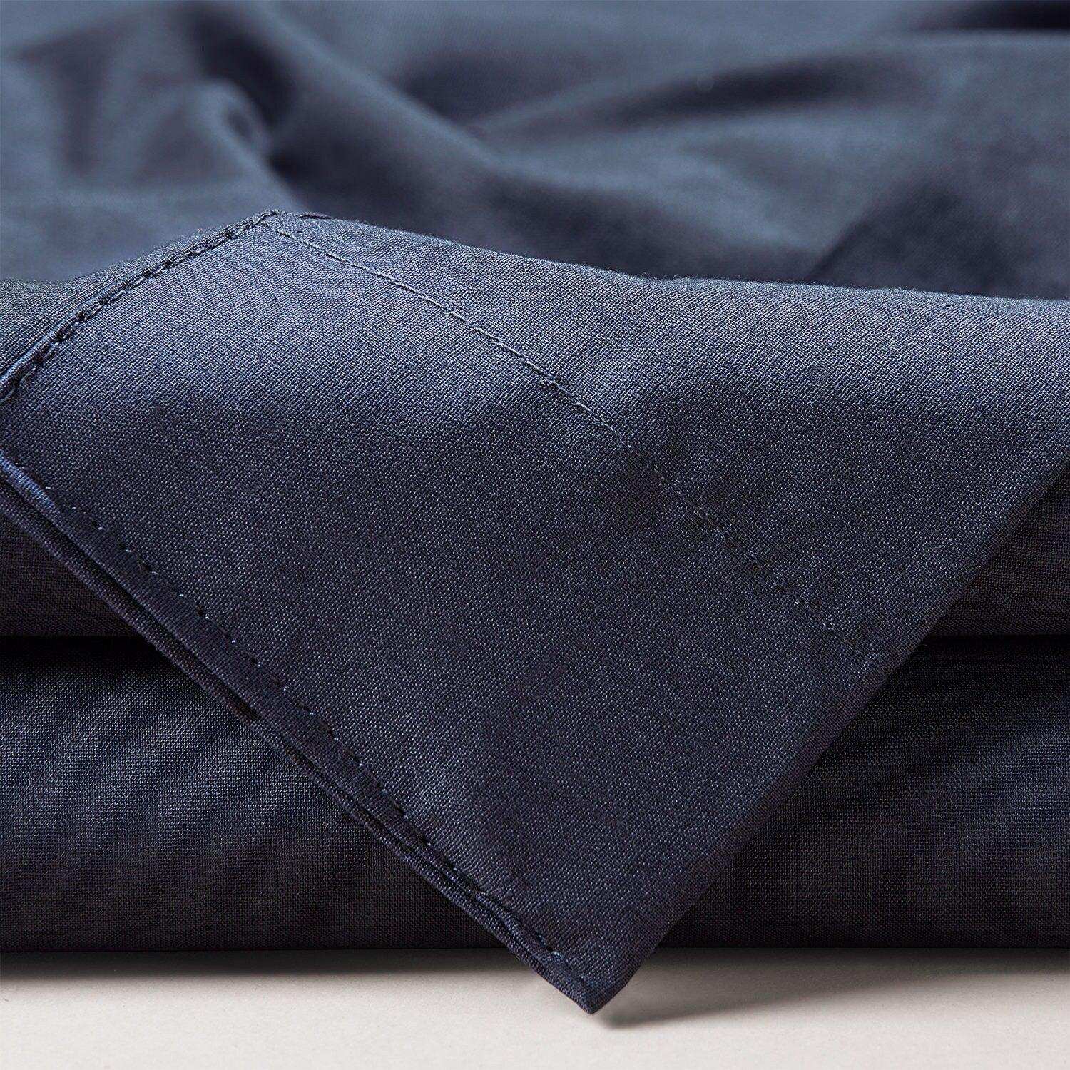 Acai Blue Solid Classic Cotton Semi Sheer Fabric - HalfPriceDrapes.com