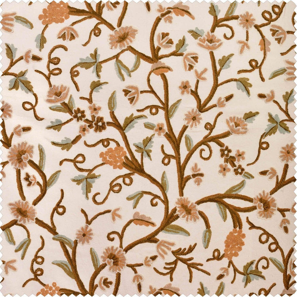Elise Embroidered Cotton Crewel Swatch - HalfPriceDrapes.com