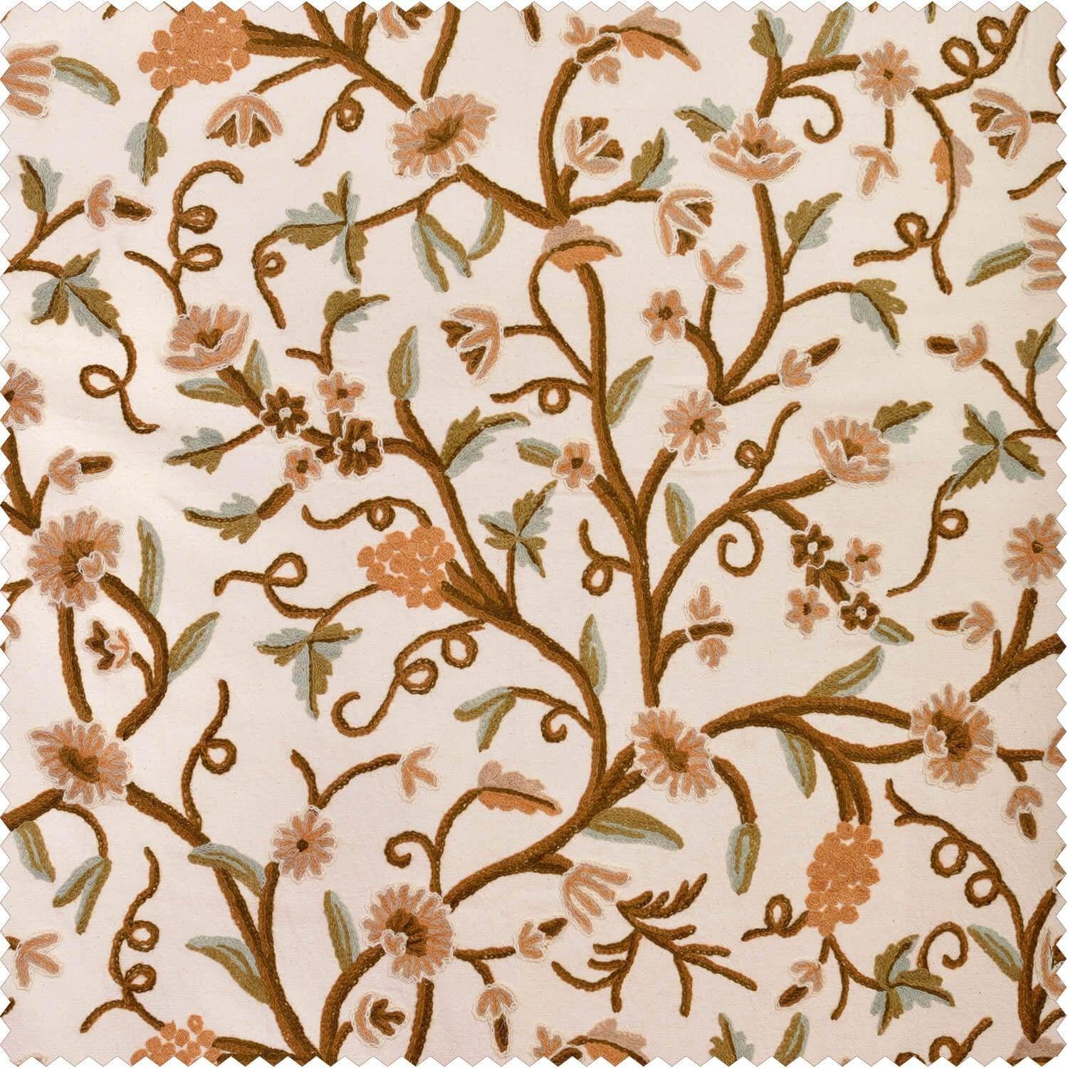 Elise Embroidered Cotton Crewel Swatch - HalfPriceDrapes.com
