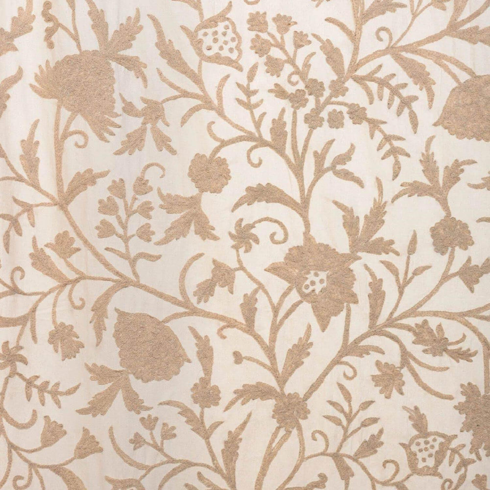 Celine Cream Embroidered Cotton Crewel Swatch - HalfPriceDrapes.com