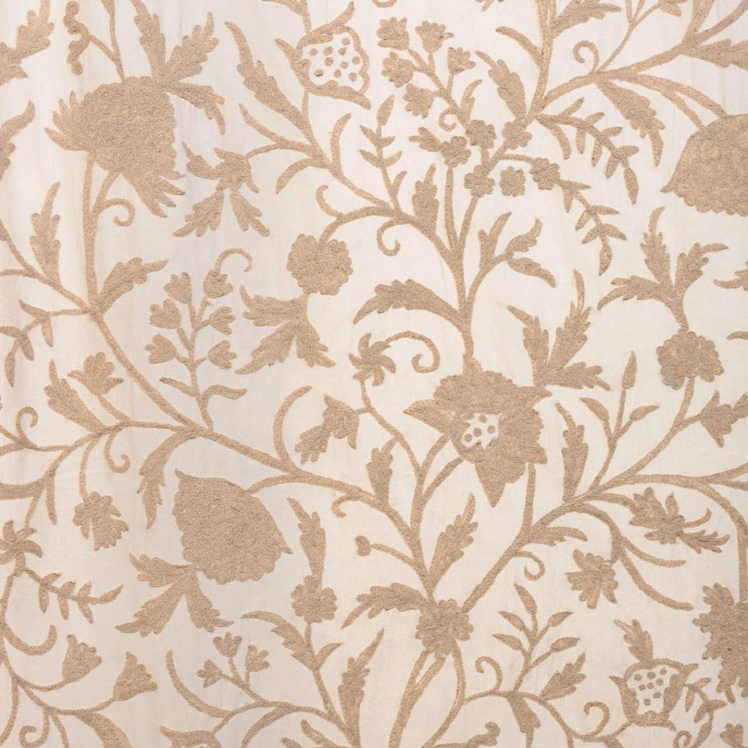 Celine Cream Embroidered Cotton Crewel Swatch - HalfPriceDrapes.com