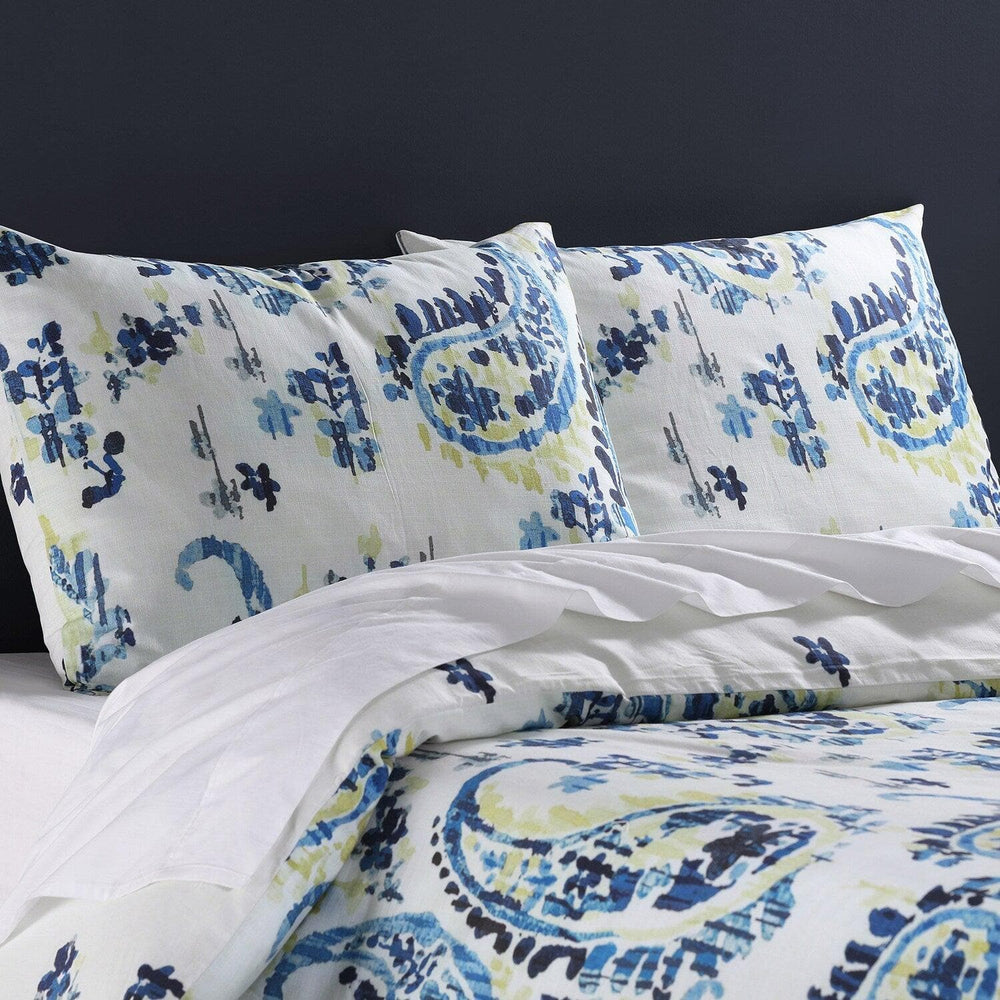 Delhi Blue Cotton Double Slub Linen Weave Reversible Duvet Set