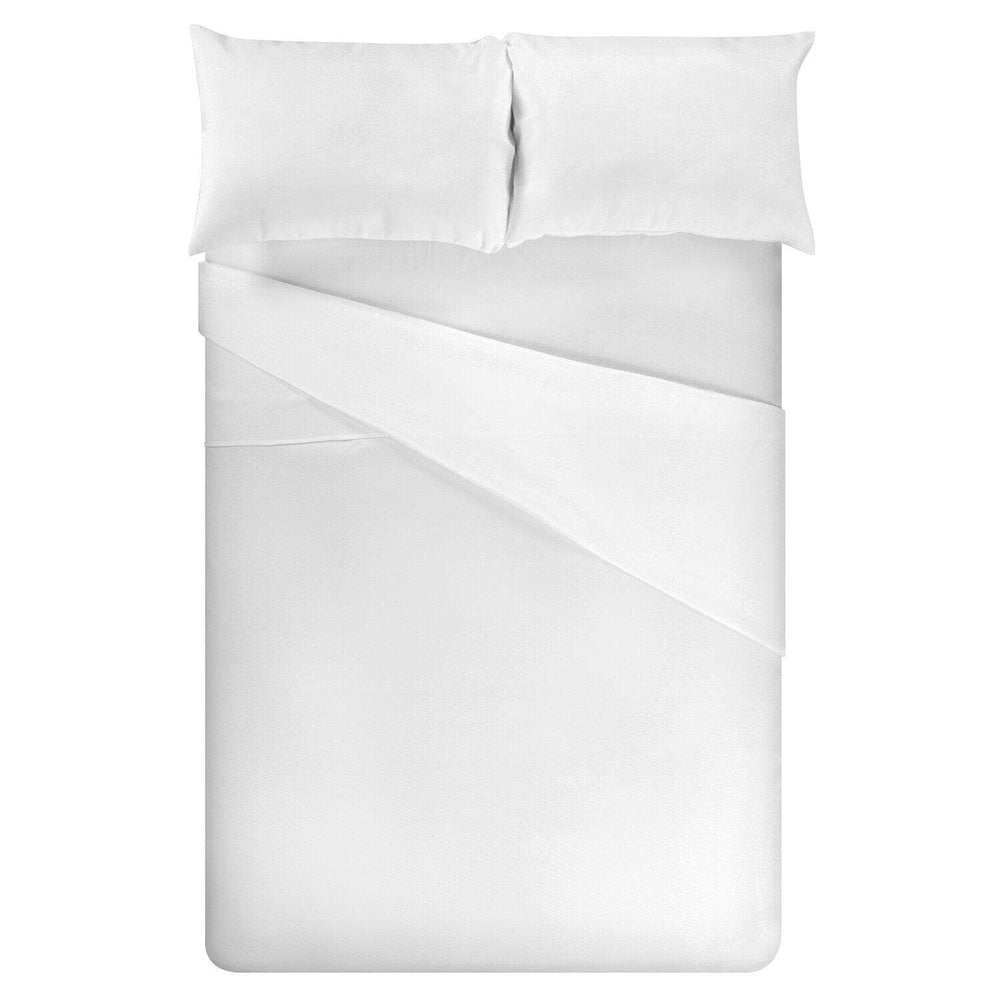 Solid Optic White Textured 100% Cotton Percale Flat Sheet
