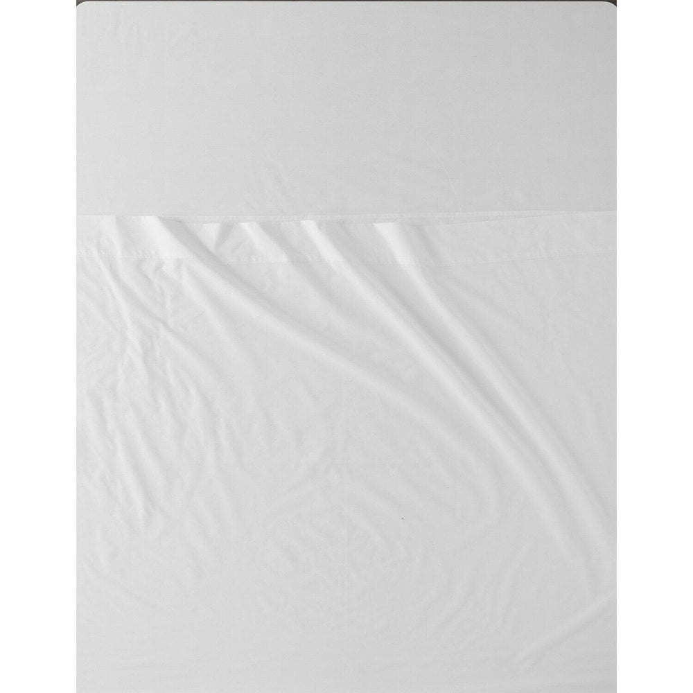 Solid Optic White Textured 100% Cotton Percale Flat Sheet