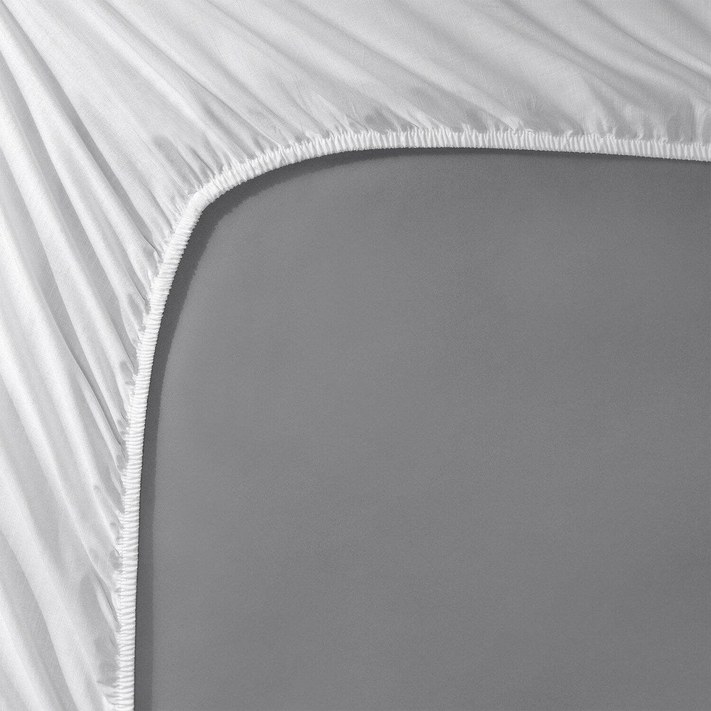 Solid Optic White Textured 100% Cotton Percale Fitted Sheet