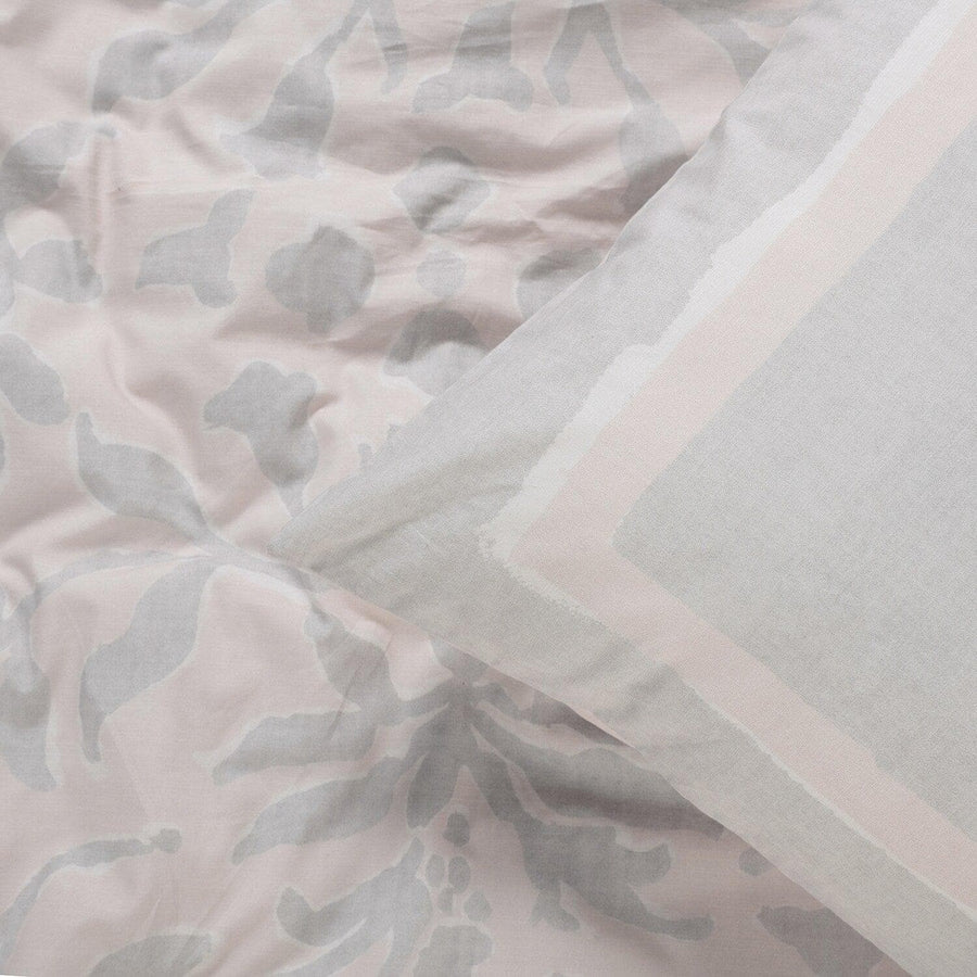 Villa Grey & Tan Printed Cotton Percale Reversible Duvet Set