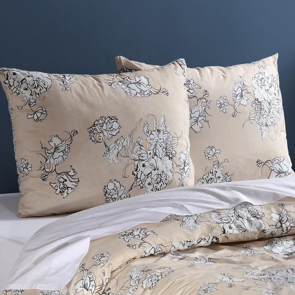 Bancroft Tan Printed Cotton Percale Duvet Set