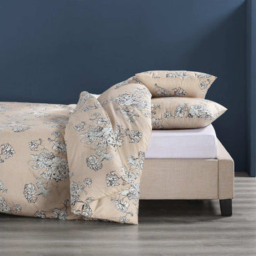 Bancroft Tan Printed Cotton Percale Duvet Set