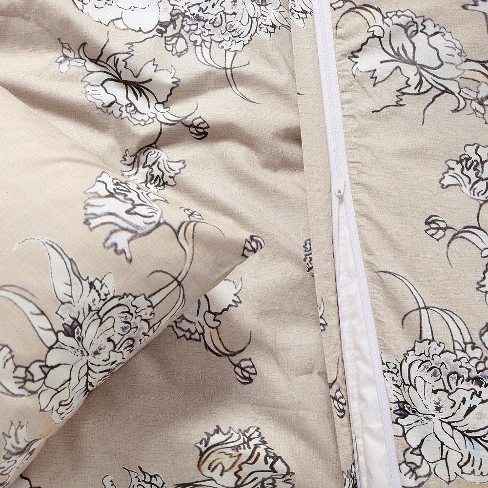 Bancroft Tan Printed Cotton Percale Duvet Set