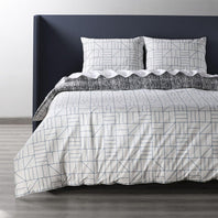 Rave Blue Printed Cotton Percale Reversible Duvet Set
